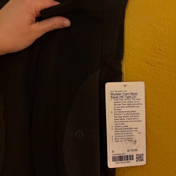 Lululemon Wunder Train Mesh Panel HR Tight 25” - Black - Size 0 NWT - Picture 6 of 7
